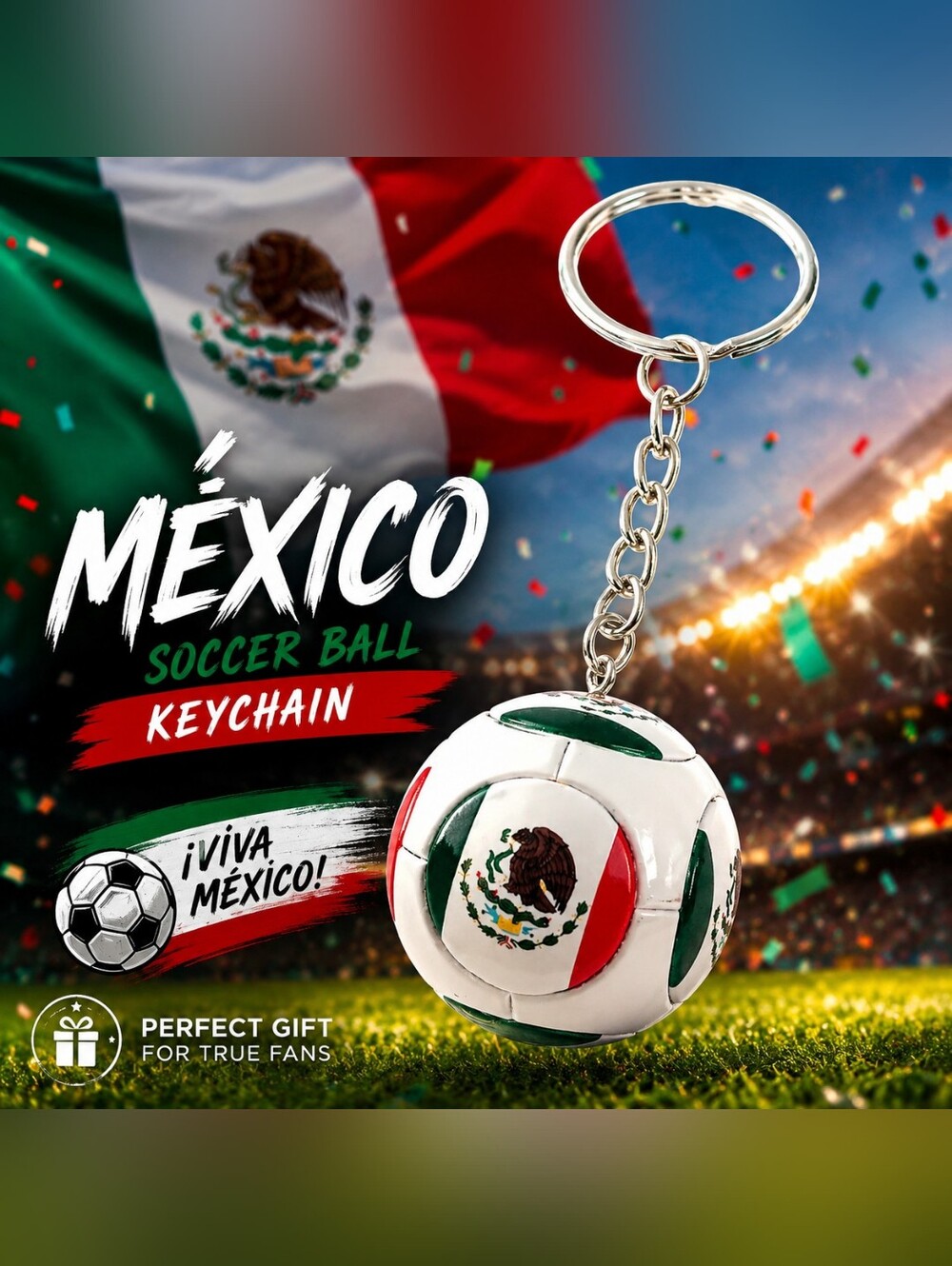 Mexico Flag Soccer Ball Keychain Perfect For Bags Backpack Keys Gifts
